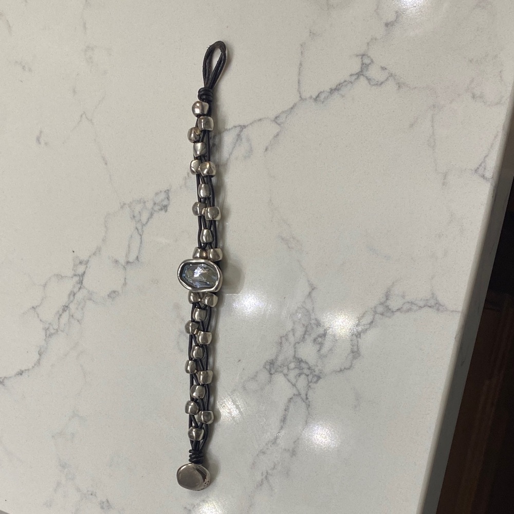 UNO de 50 Silver and Black Bracelet